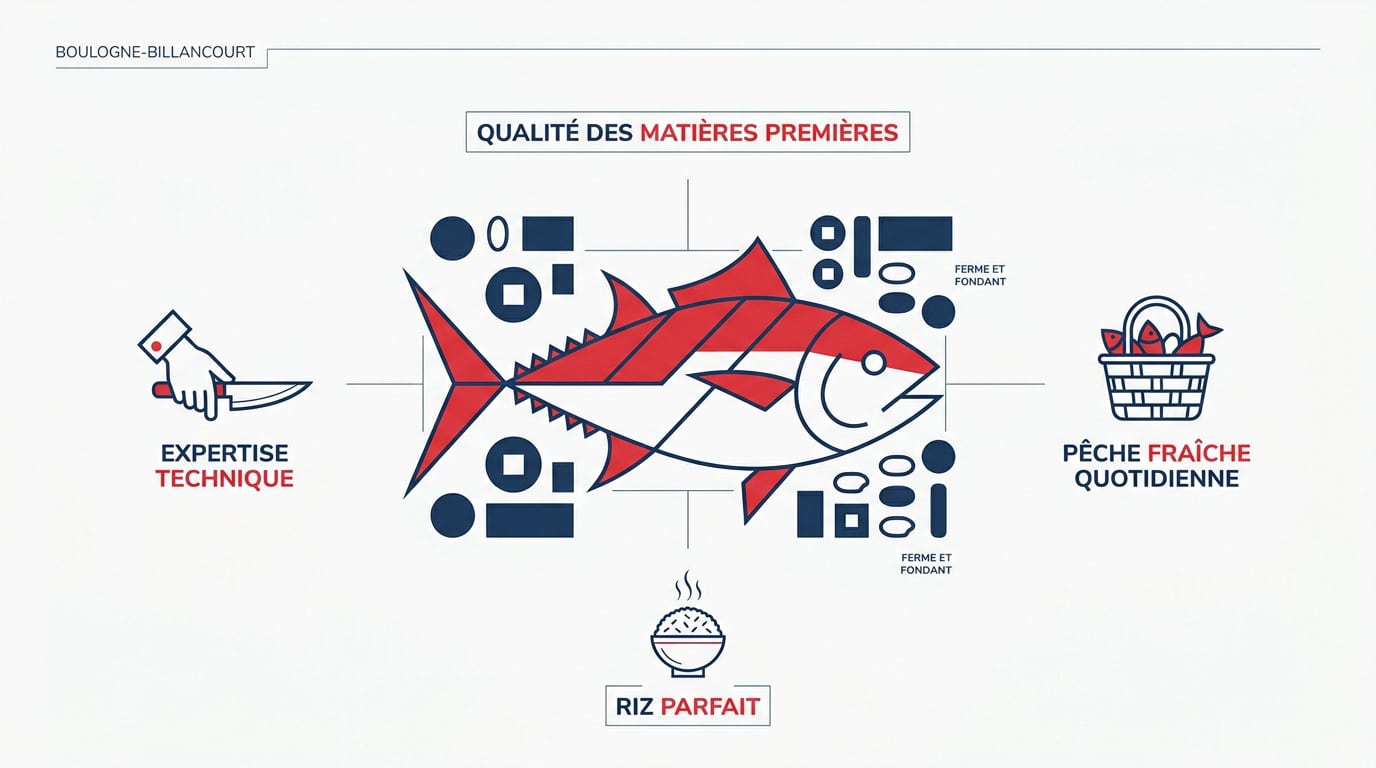 Préparation artisanale de sushis frais par un chef à Boulogne-Billancourt