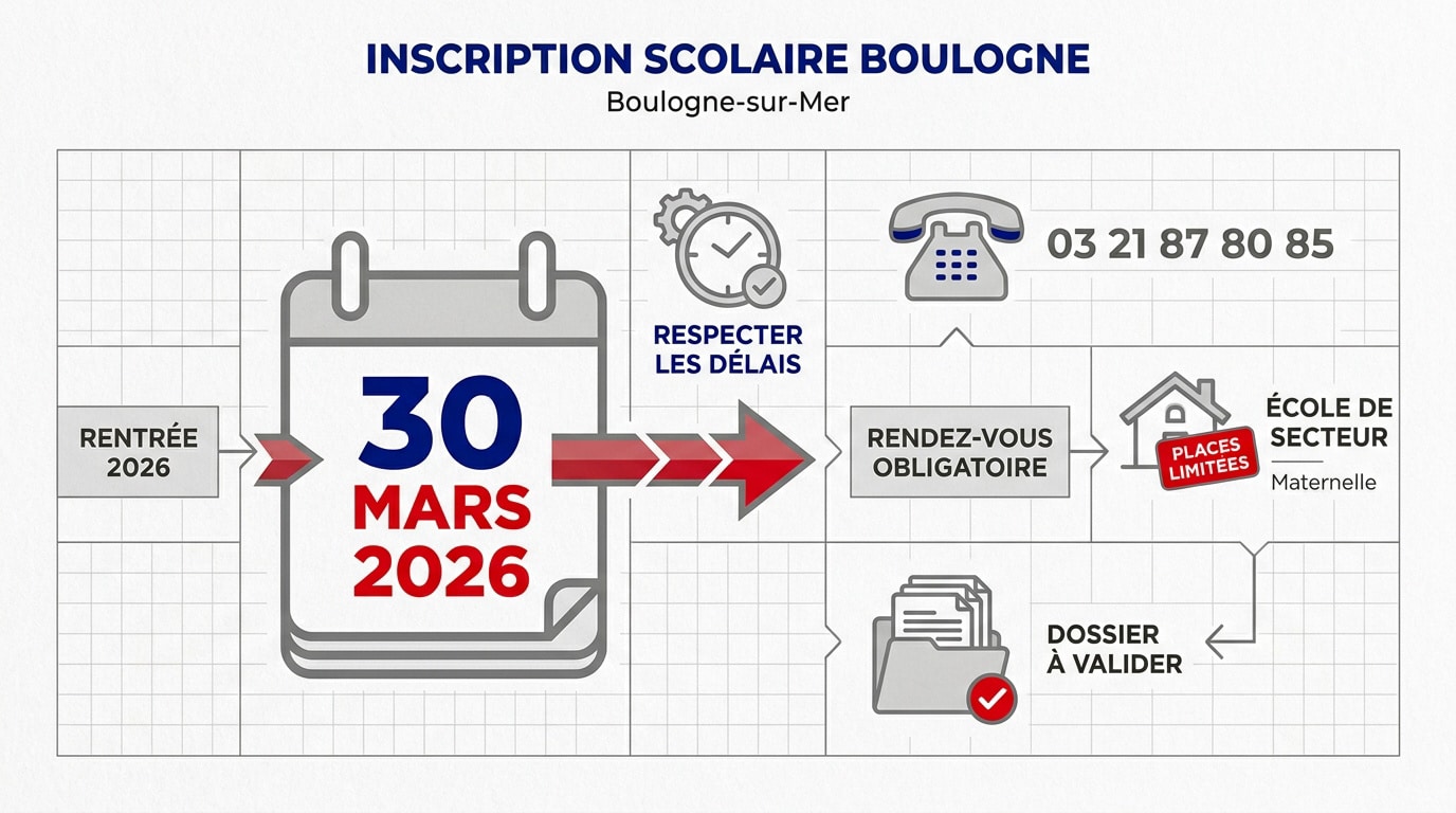 Parents et enfant devant une école à Boulogne-sur-Mer pour la rentrée 2026