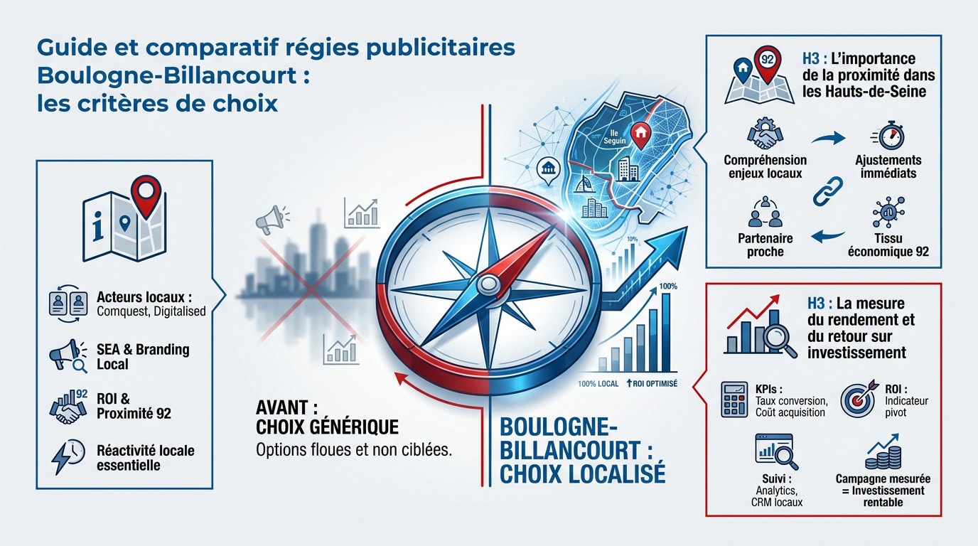 Comparatif des régies publicitaires et critères de sélection à Boulogne-Billancourt