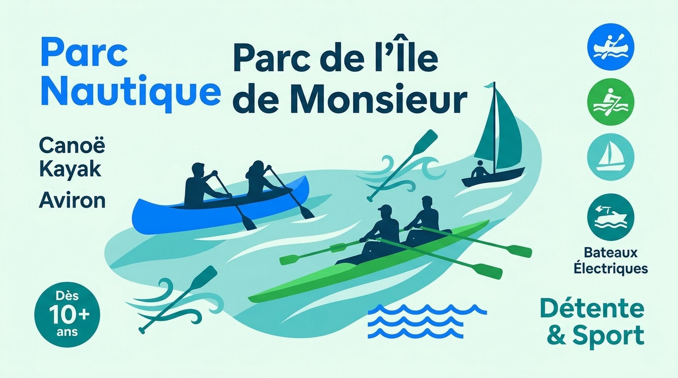 Vue du parc nautique de l'Île de Monsieur à Sèvres près de Boulogne-Billancourt
