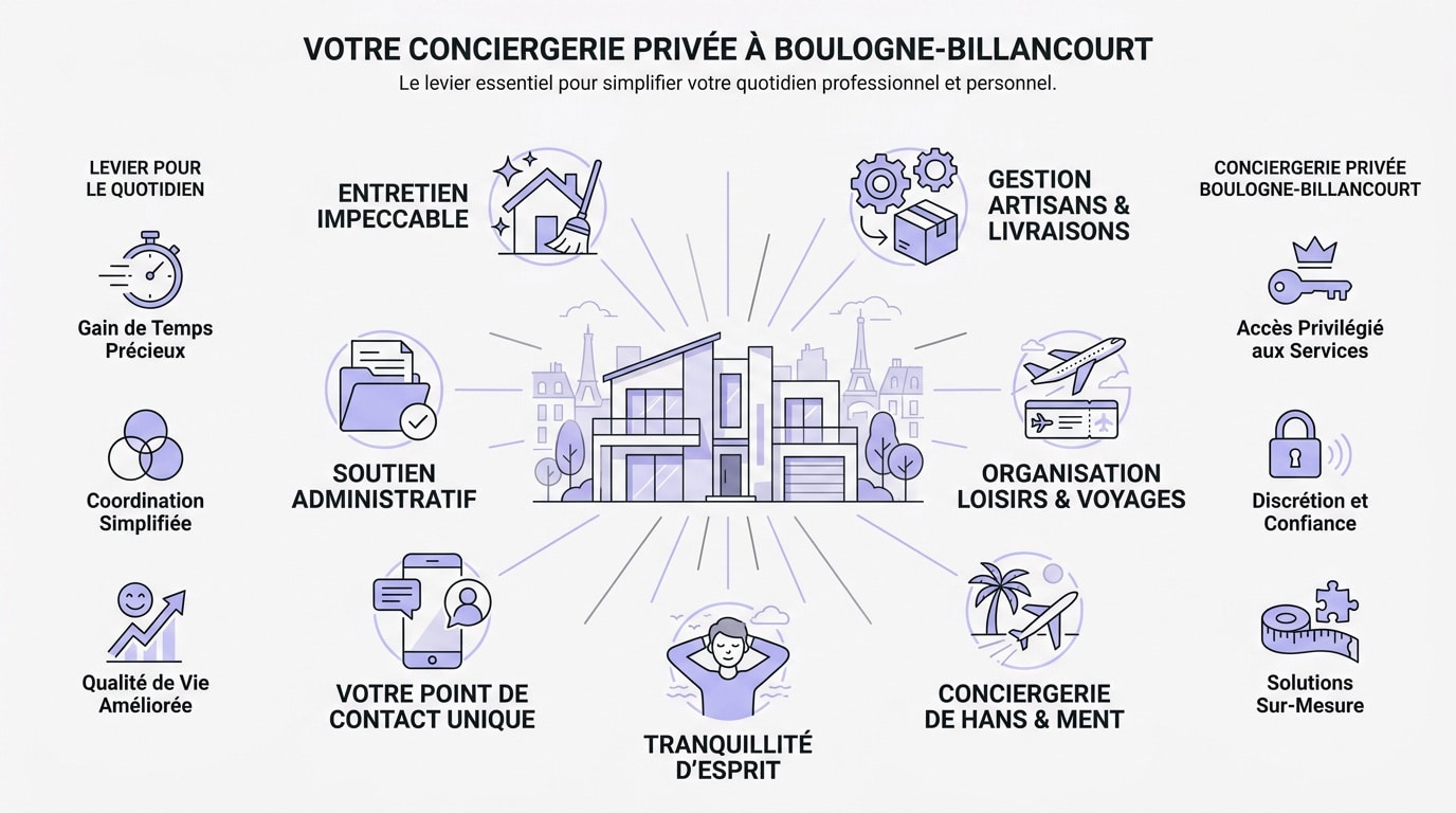 Service de conciergerie privée à Boulogne-Billancourt pour la gestion du domicile et gain de temps