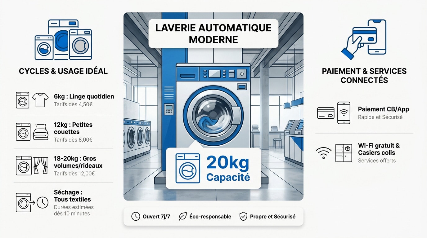 Infographie laverie automatique moderne