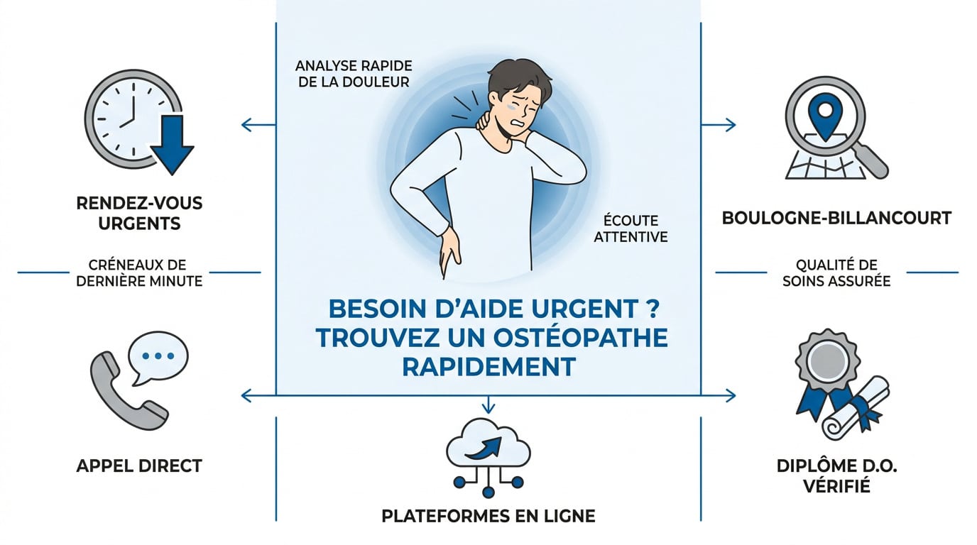 Consultation d'ostéopathie en urgence à Boulogne-Billancourt