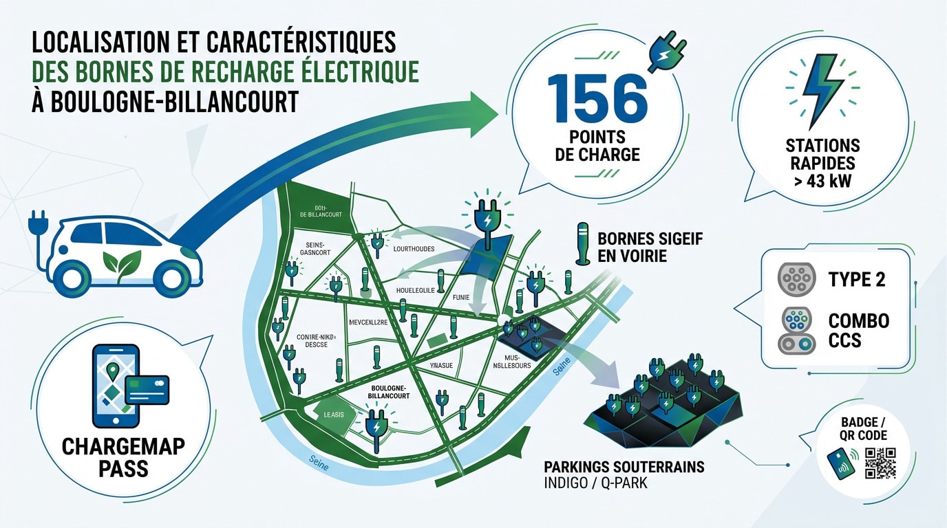 Borne de recharge électrique à Boulogne-Billancourt