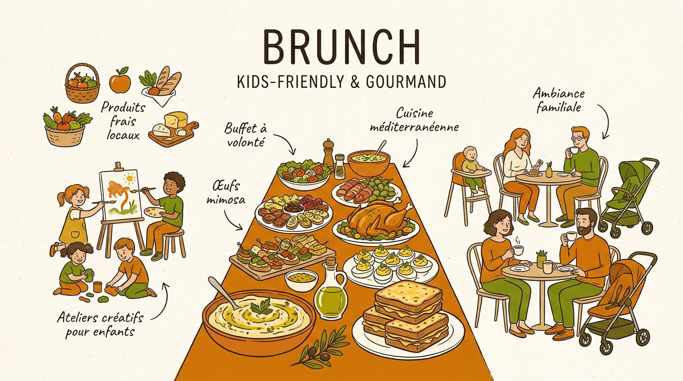 Ambiance conviviale d'un brunch familial avec buffet gourmand à Boulogne-Billancourt