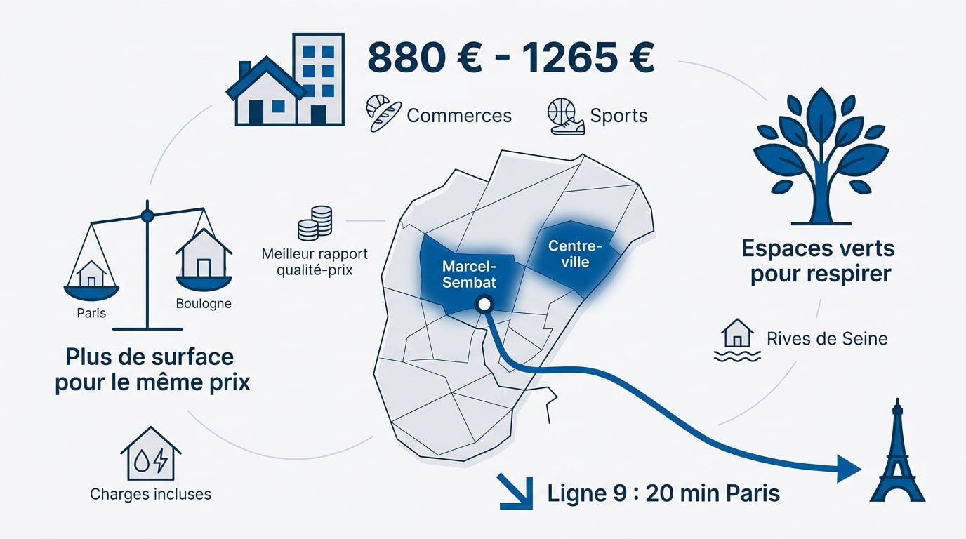Appartement moderne en colocation à Boulogne-Billancourt avec vue urbaine