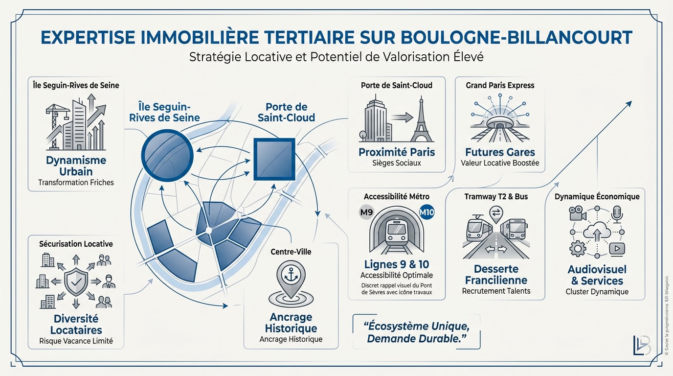 Immeubles de bureaux modernes à Boulogne-Billancourt près de l'Île Seguin