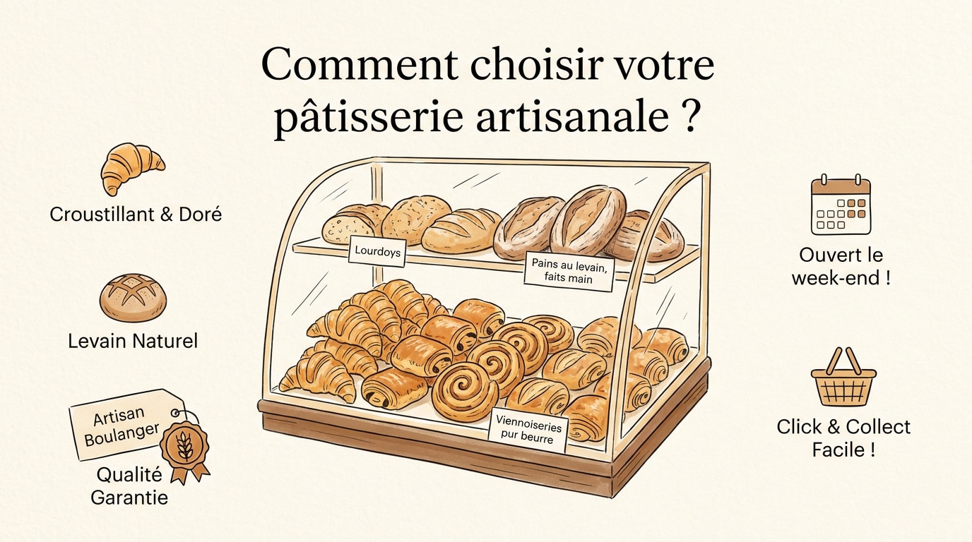 Sélection de pâtisseries artisanales et viennoiseries dans une boutique de Boulogne-Billancourt