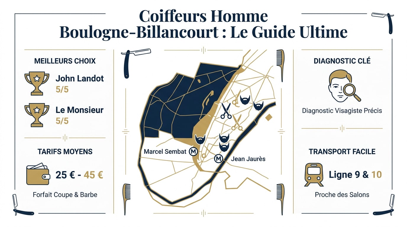 Salon de coiffure homme élégant à Boulogne-Billancourt avec barbier professionnel
