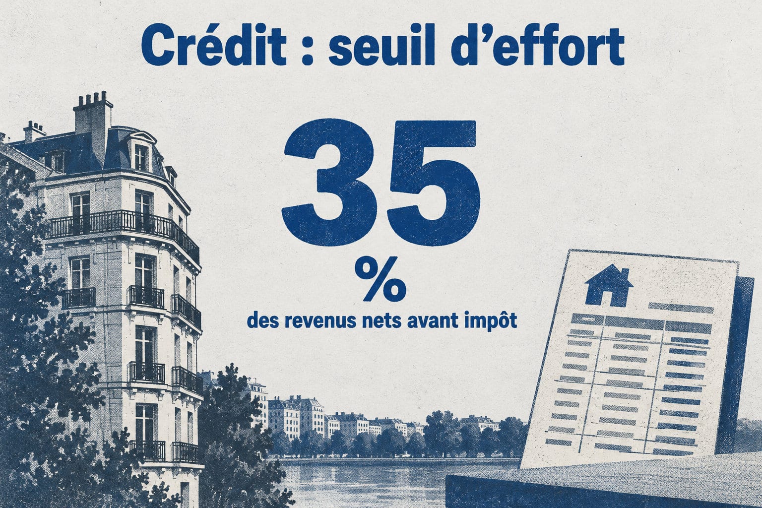 Le taux d’effort maximal pour le crédit est de 35 % des revenus nets avant impôt.